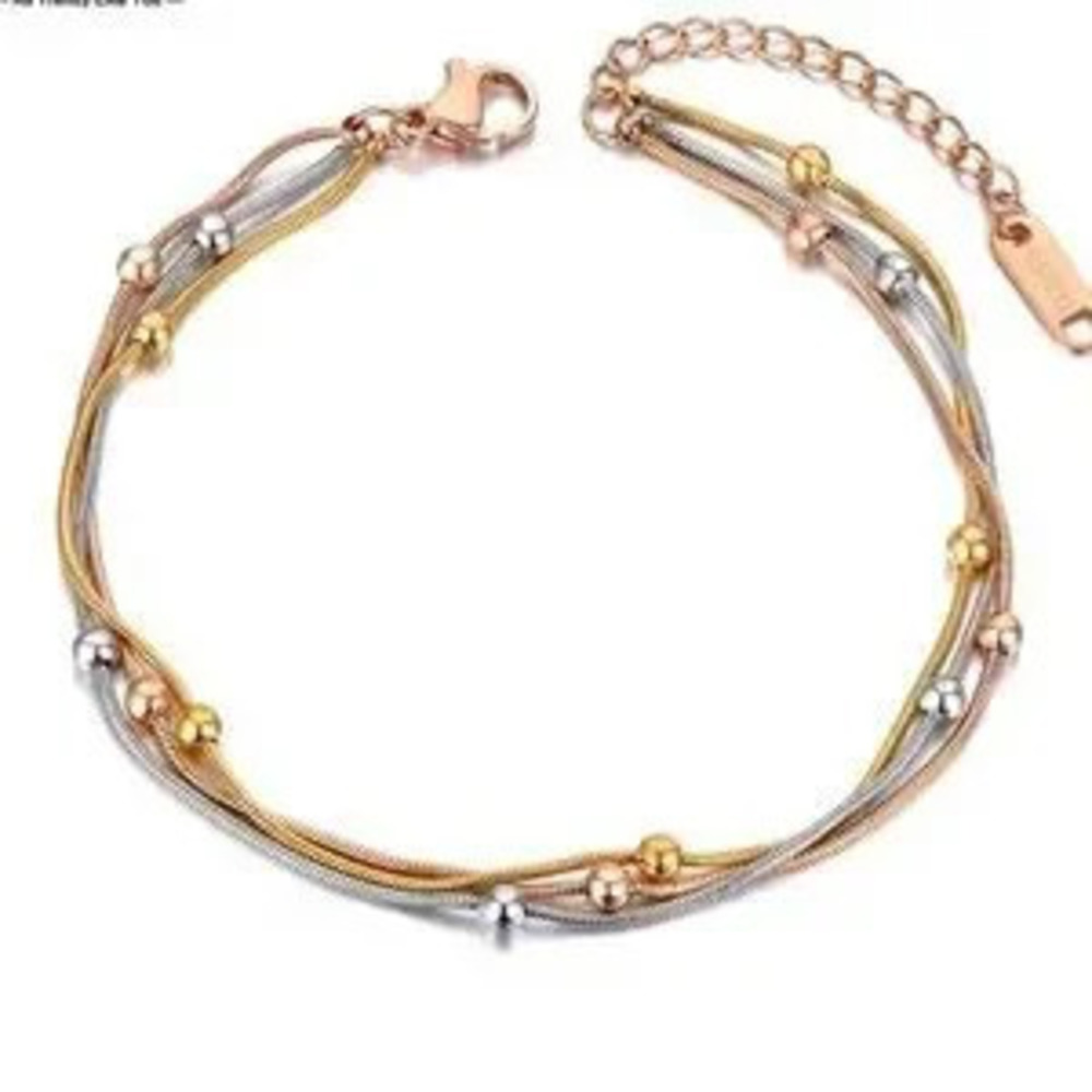 Three Color Bracelet Three Layers Beaded Chain Bracelet For Women 7+1